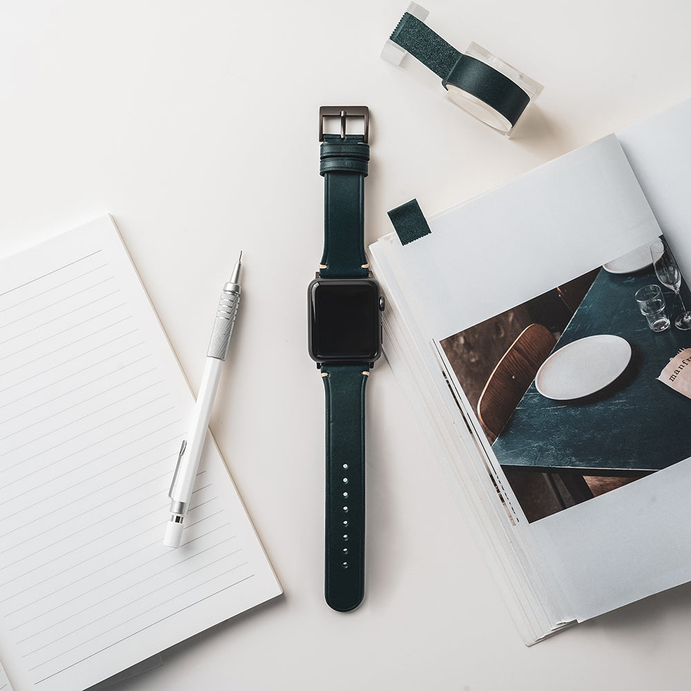 D7 Italian Buttero Leather Strap for Apple Watch SE, ULTRA 2, Series 1-9 42/44/45/49mm (Blue)