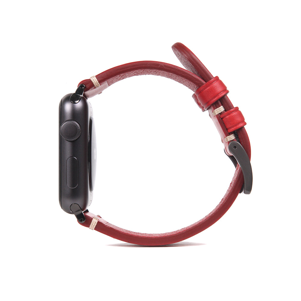 D7 Italian Buttero Leather Strap for Apple Watch SE / Series 1-9 38/40/41mm (Red)