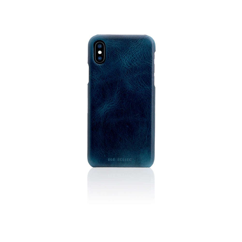 D7 Italian Wax Leather Back Case for iPhone X / XS Blue
