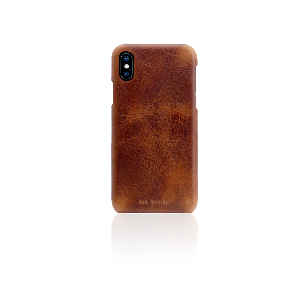 D7 Italian Wax Leather Back Case for iPhone X / XS Brown