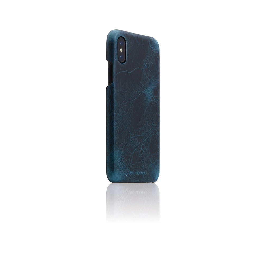 D7 Italian Wax Leather Back Case for iPhone X / XS Blue