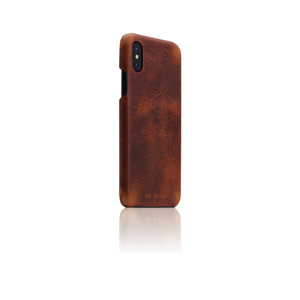 D7 Italian Wax Leather Back Case for iPhone X / XS Brown