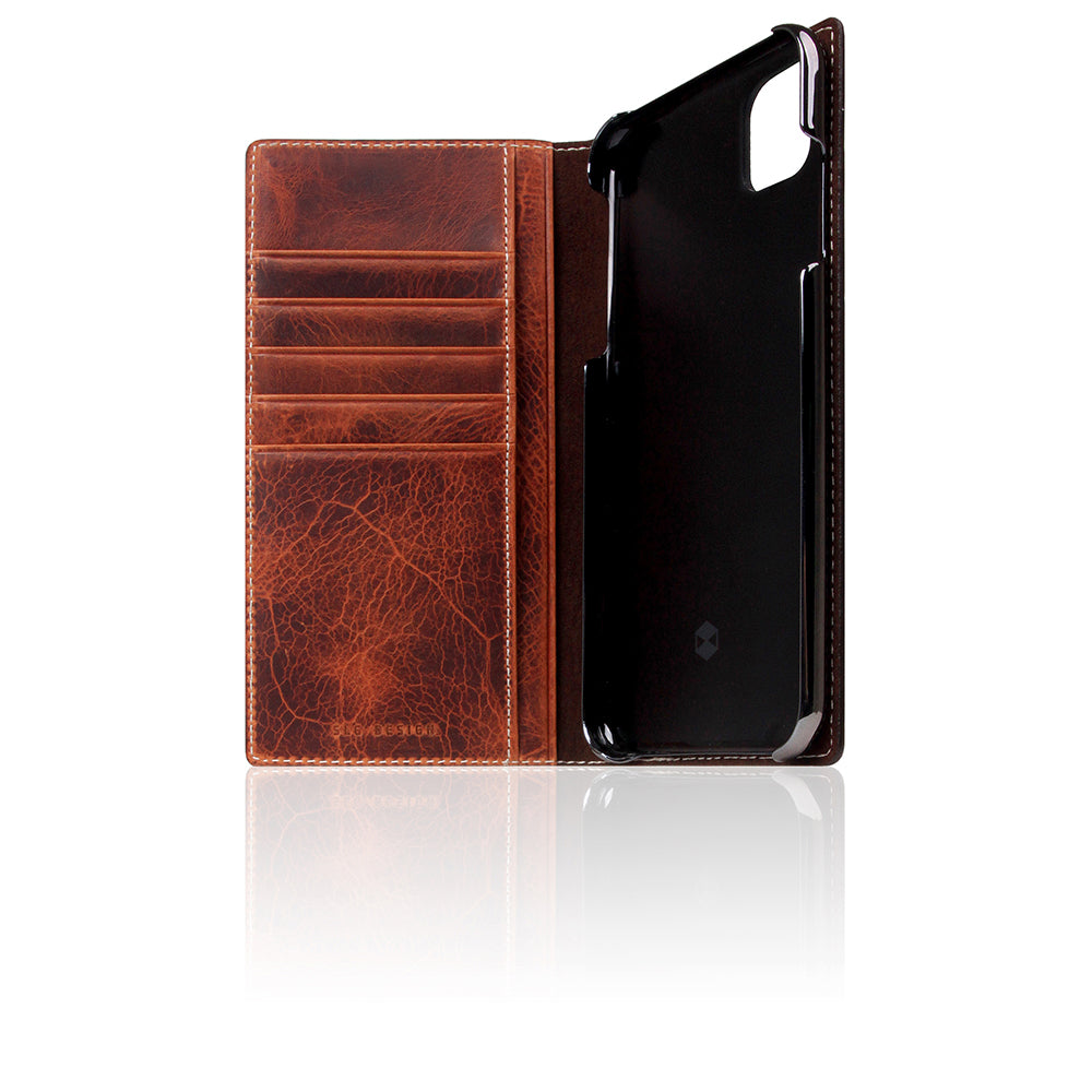 D7 Italian Wax Leather Diary Case for iPhone 11 Pro Max (Brown)
