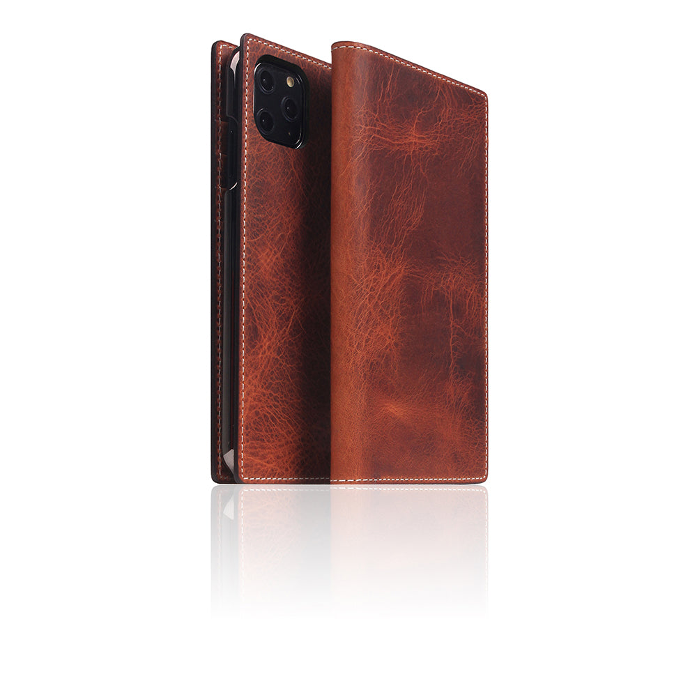 D7 Italian Wax Leather Diary Case for iPhone 11 Pro Max (Brown)