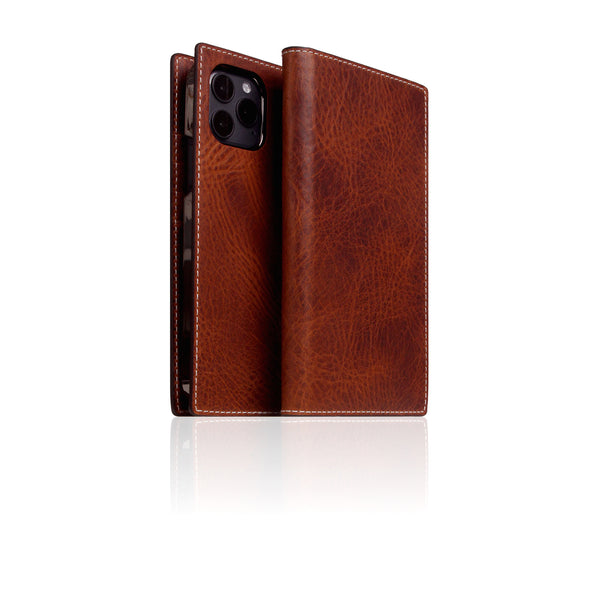 D7 Italian Wax Leather Diary Case for iPhone 12 / 12 Pro (Brown)
