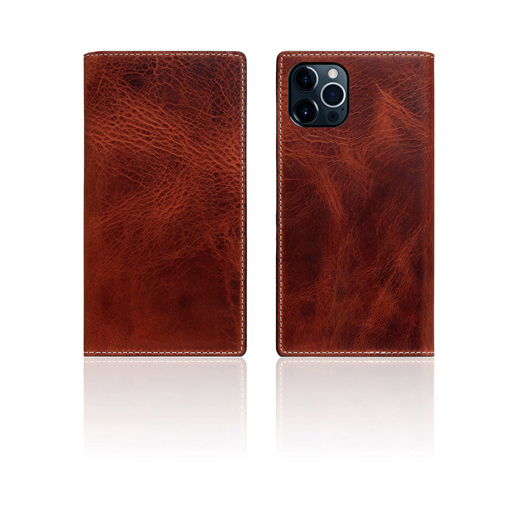D7 Italian Wax Leather Diary Case for iPhone 12 Pro Max (Brown)
