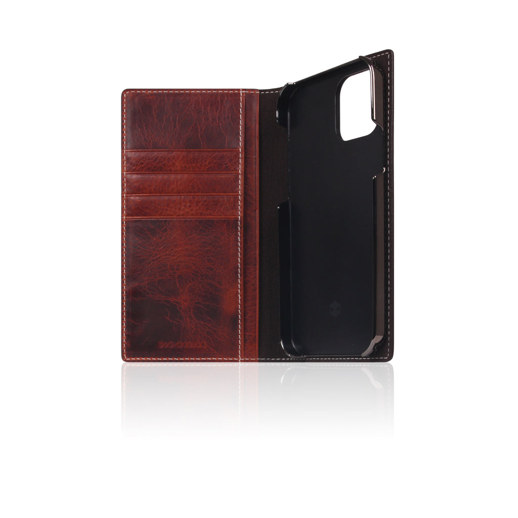 D7 Italian Wax Leather Diary Case for iPhone 12 Pro Max (Brown)