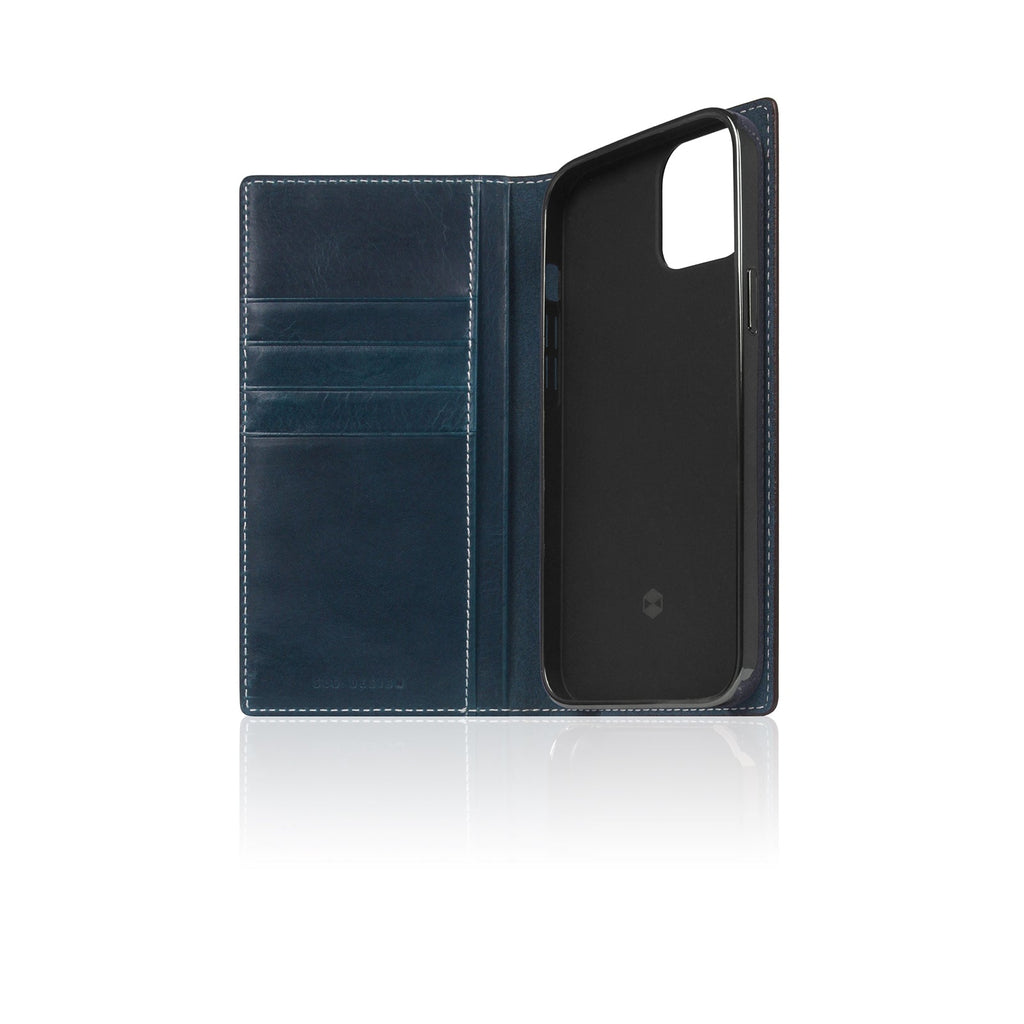 D7 Italian Wax Leather Diary Case for iPhone 14 (Blue)