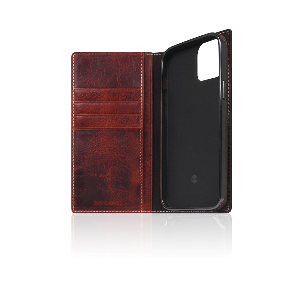 D7 Italian Wax Leather Diary Case for iPhone 14 (Brown)