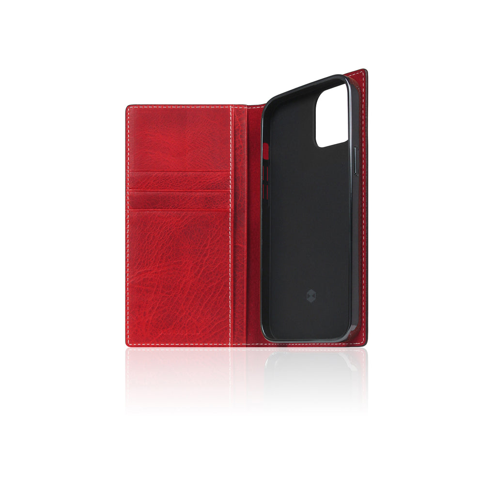 D7 Italian Wax Leather Diary Case for iPhone 13 mini (Red)