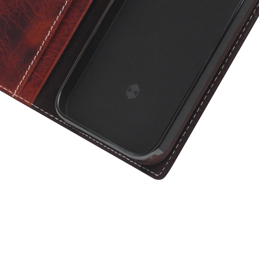 D7 Italian Wax Leather Diary Case for iPhone 13 mini (Brown)