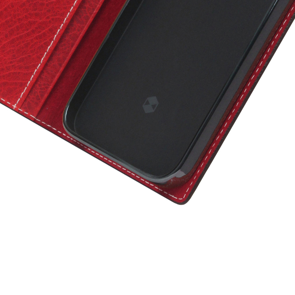D7 Italian Wax Leather Diary Case for iPhone 13 mini (Red)