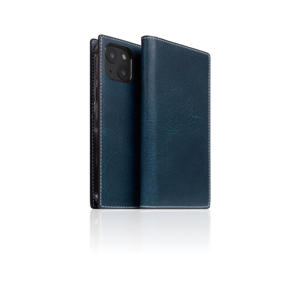 D7 Italian Wax Leather Diary Case for iPhone 13 mini (Blue)