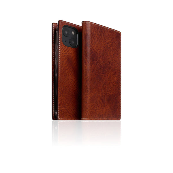 D7 Italian Wax Leather Diary Case for iPhone 13 mini (Brown)