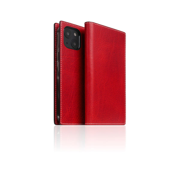 D7 Italian Wax Leather Diary Case for iPhone 13 mini (Red)