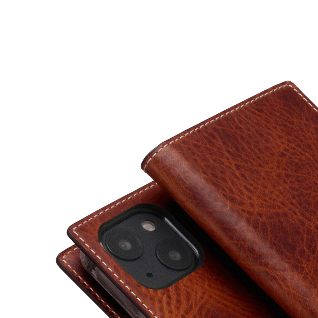 D7 Italian Wax Leather Diary Case for iPhone 13 mini (Brown)