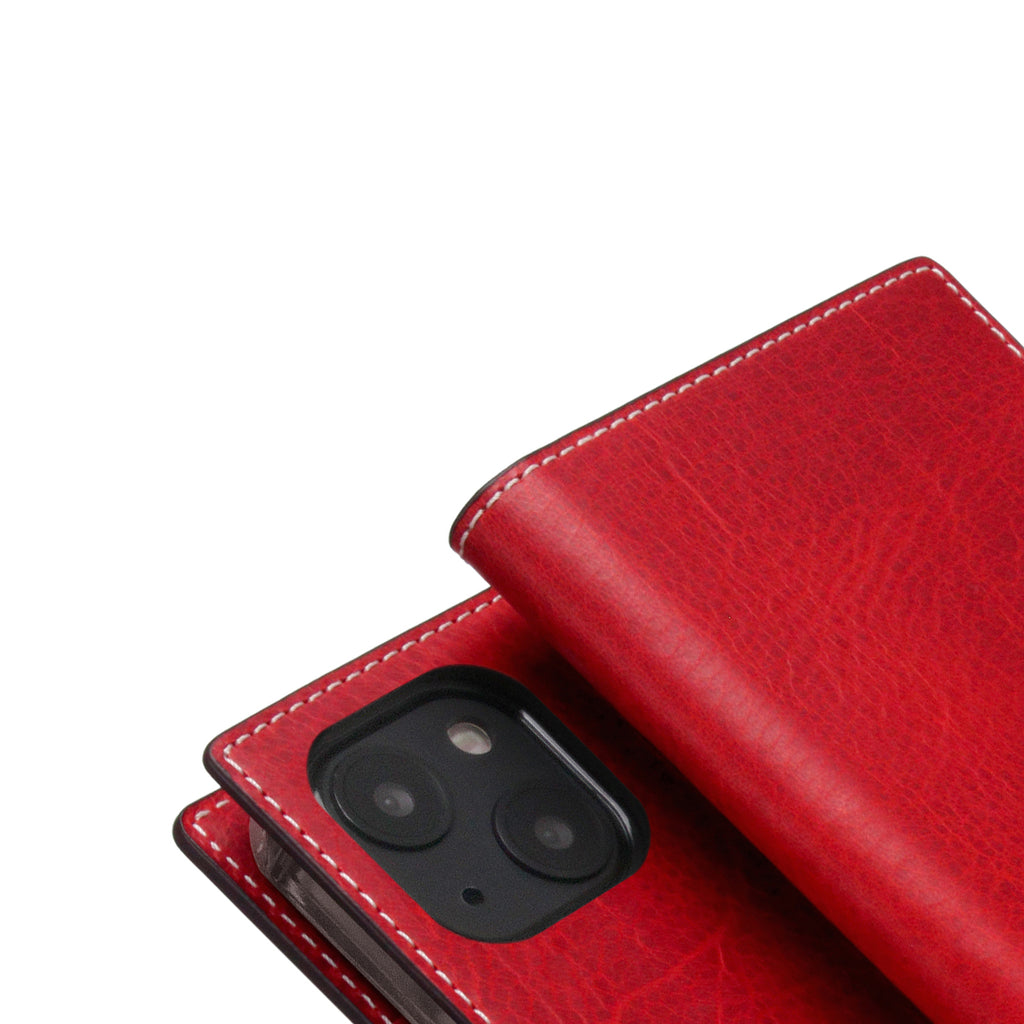 D7 Italian Wax Leather Diary Case for iPhone 13 mini (Red)
