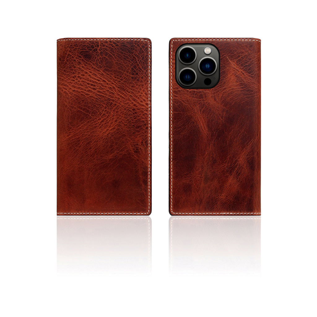 D7 Italian Wax Leather Diary Case for iPhone 13 Pro (Brown)