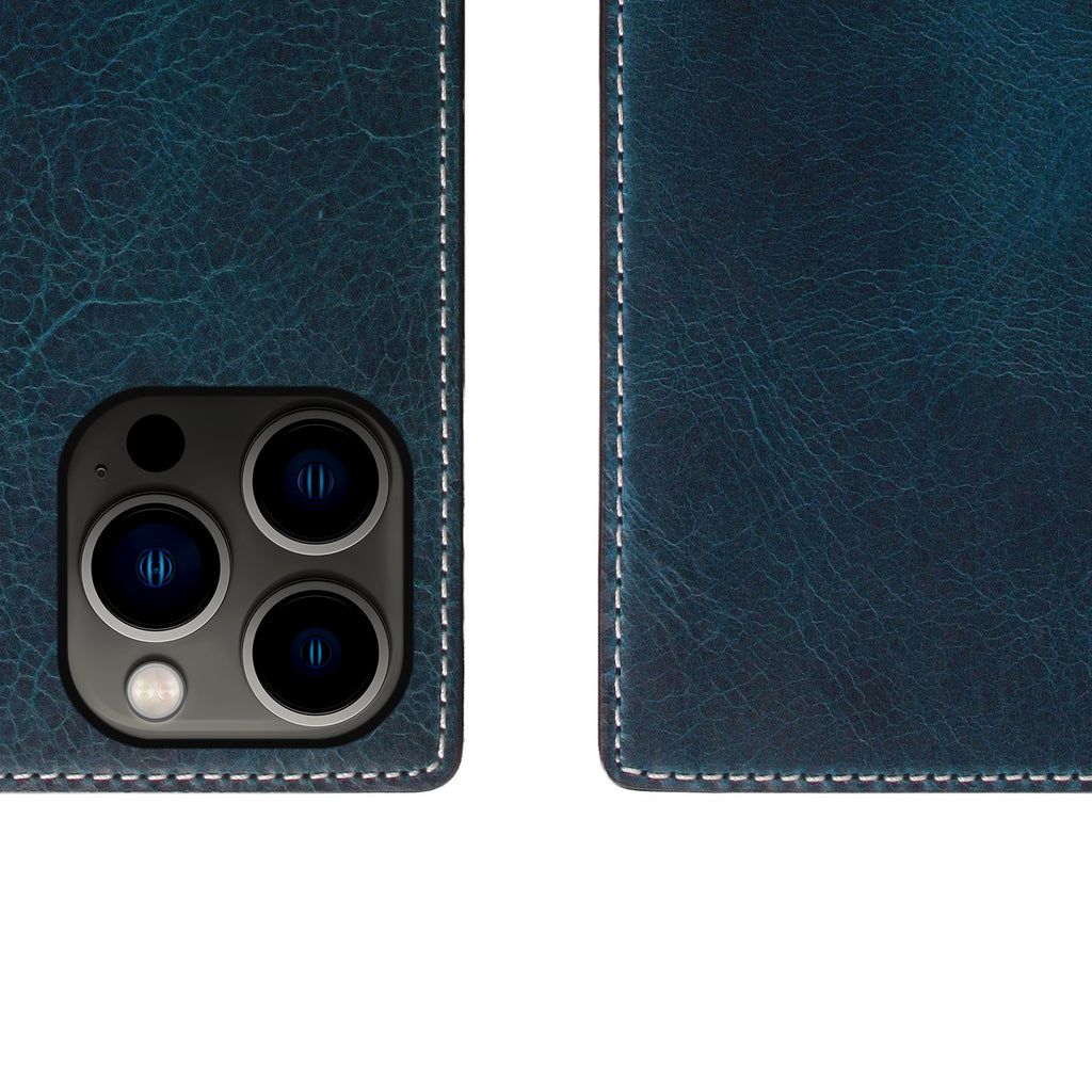 D7 Italian Wax Leather Diary Case for iPhone 13 Pro (Blue)