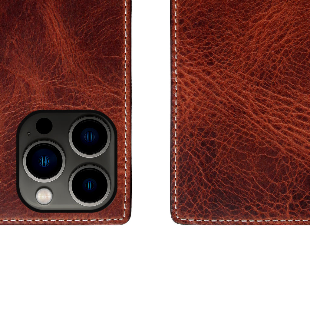 D7 Italian Wax Leather Diary Case for iPhone 13 Pro (Brown)