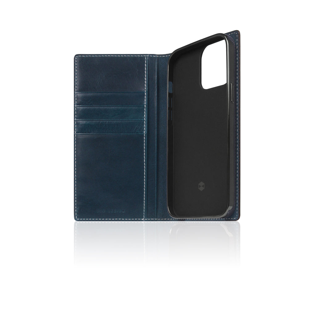 D7 Italian Wax Leather Diary Case for iPhone 13 Pro (Blue)