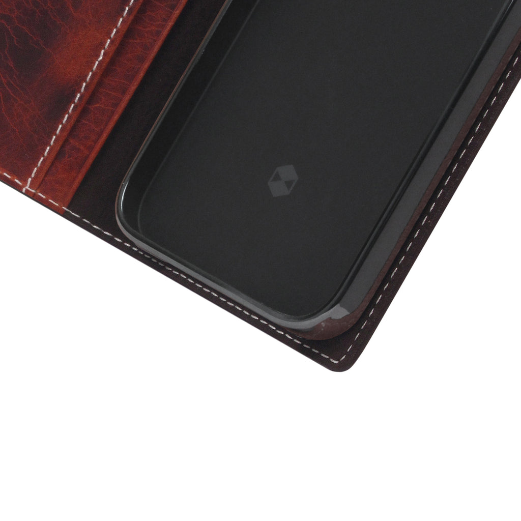 D7 Italian Wax Leather Diary Case for iPhone 13 Pro (Brown)