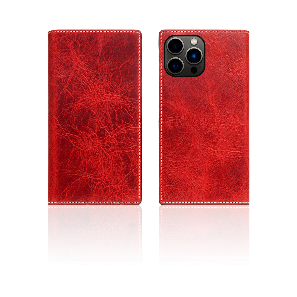 D7 Italian Wax Leather Diary Case for iPhone 13 Pro Max (Red)