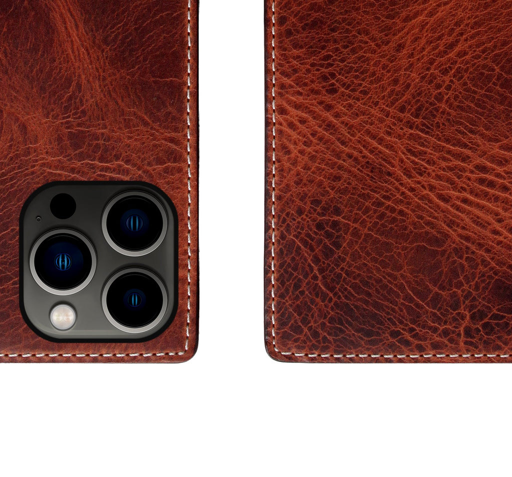 D7 Italian Wax Leather Diary Case for iPhone 14 Pro Max (Brown)