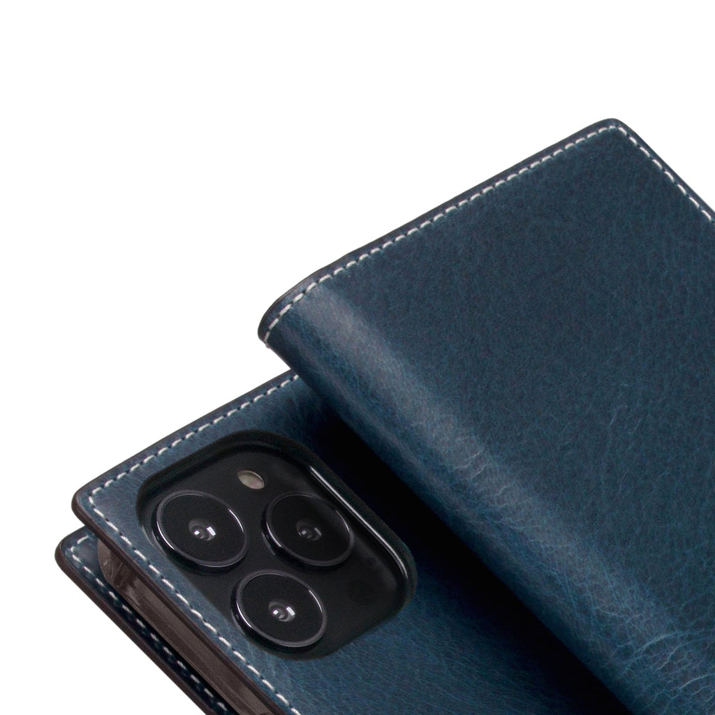 D7 Italian Wax Leather Diary Case for iPhone 14 Pro Max (Blue)