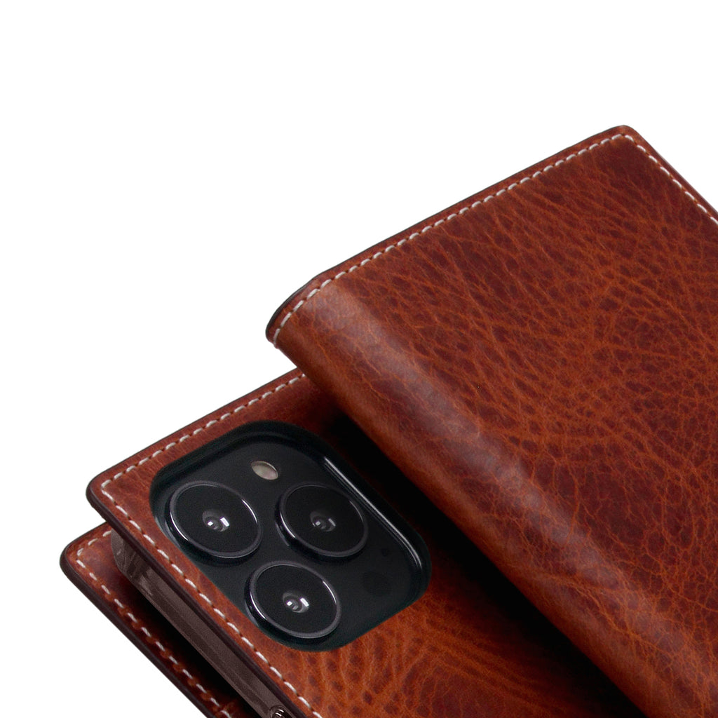D7 Italian Wax Leather Diary Case for iPhone 13 Pro Max (Brown)