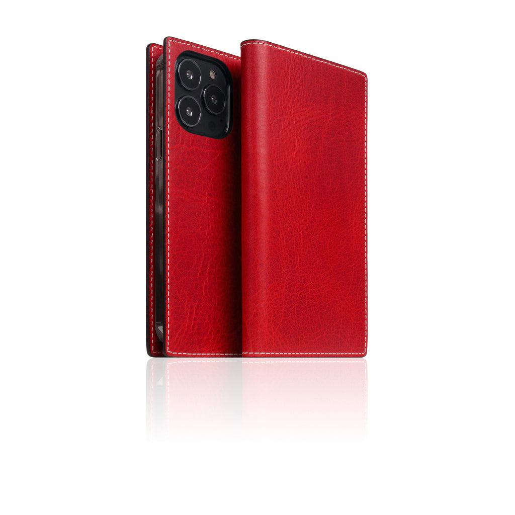 D7 Italian Wax Leather Diary Case for iPhone 13 Pro (Red)