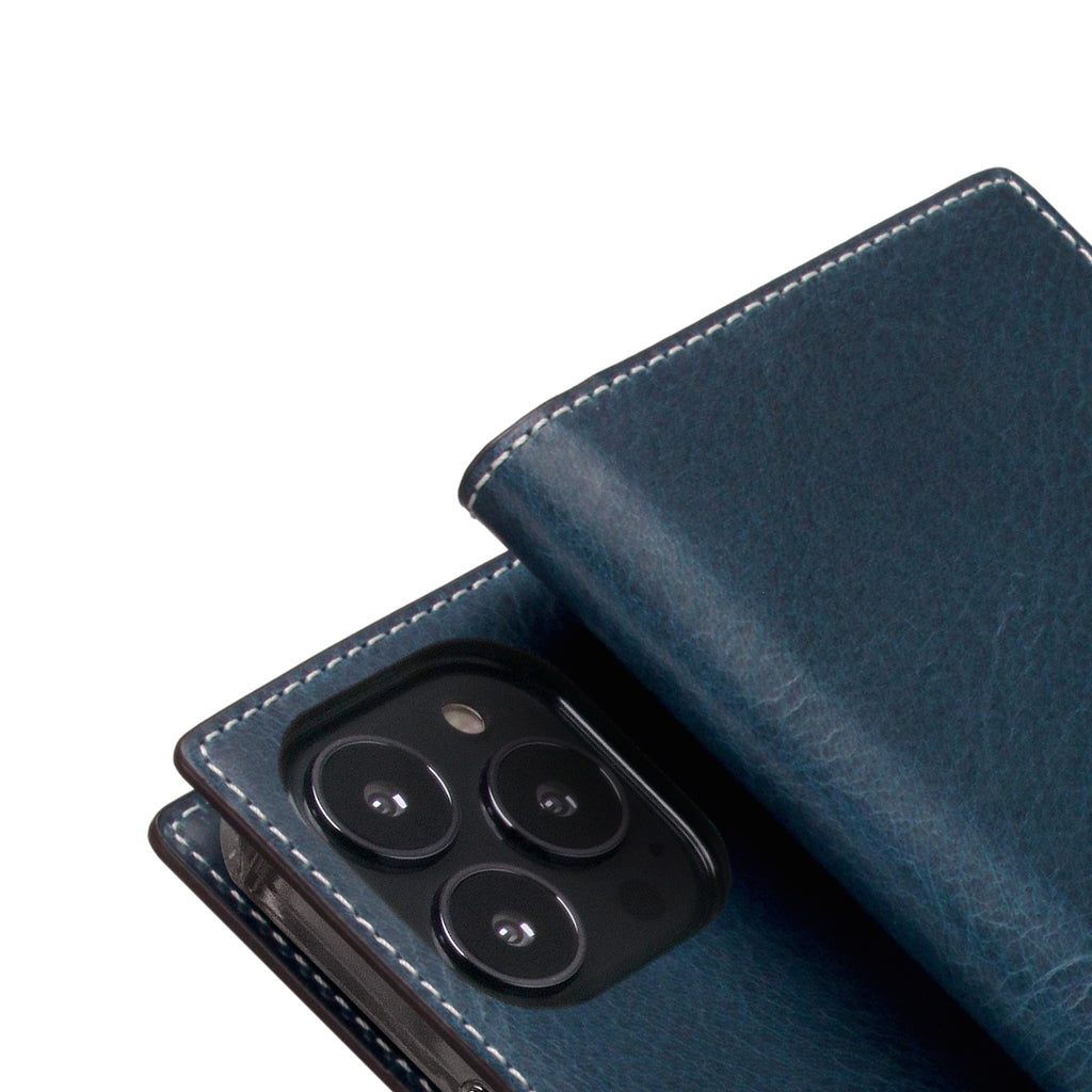 D7 Italian Wax Leather Diary Case for iPhone 13 Pro (Blue)