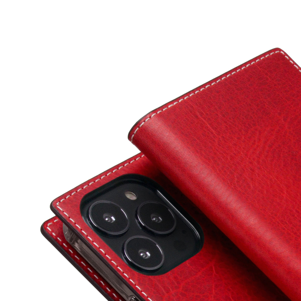 D7 Italian Wax Leather Diary Case for iPhone 13 Pro (Red)