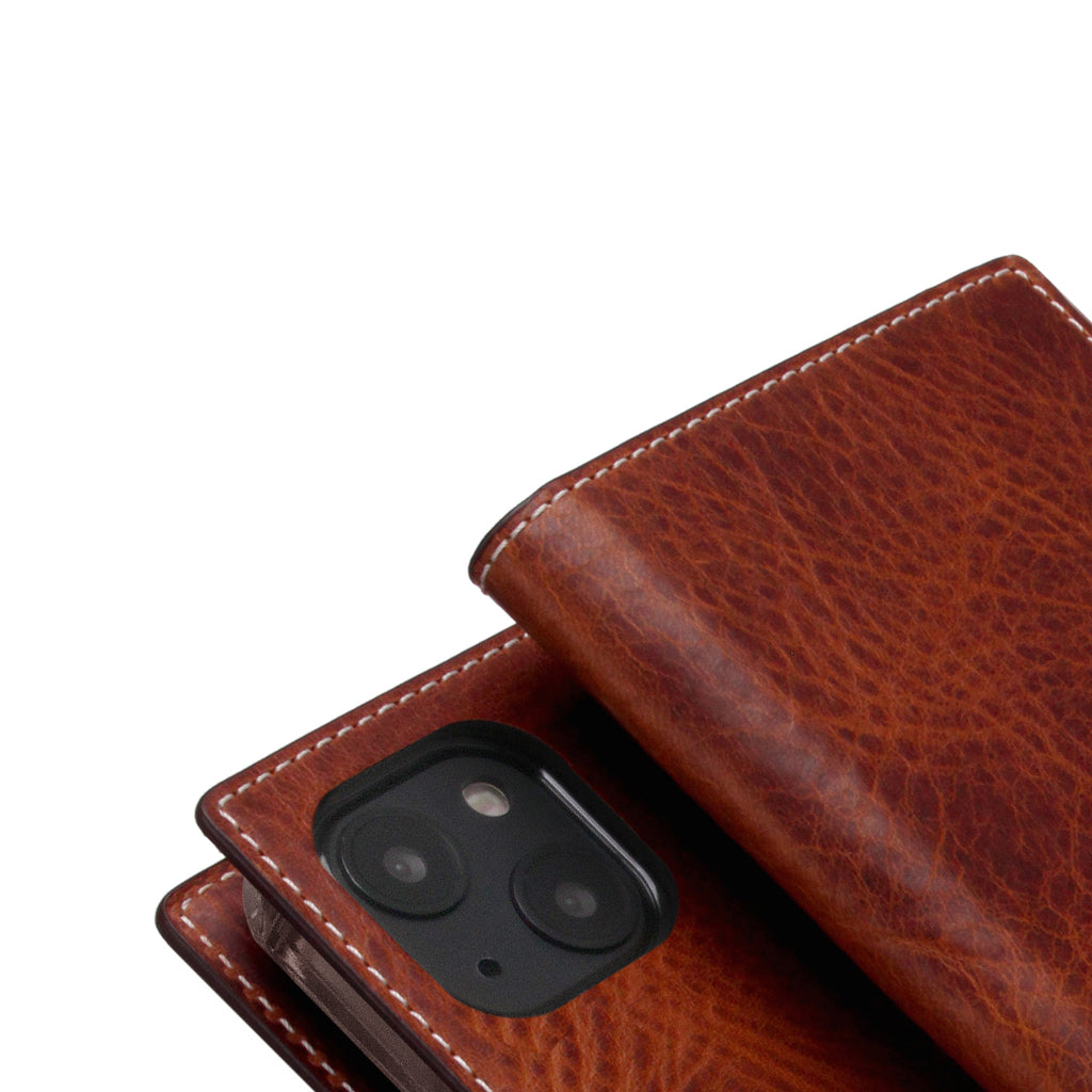 D7 Italian Wax Leather Diary Case for iPhone 13 (Brown)