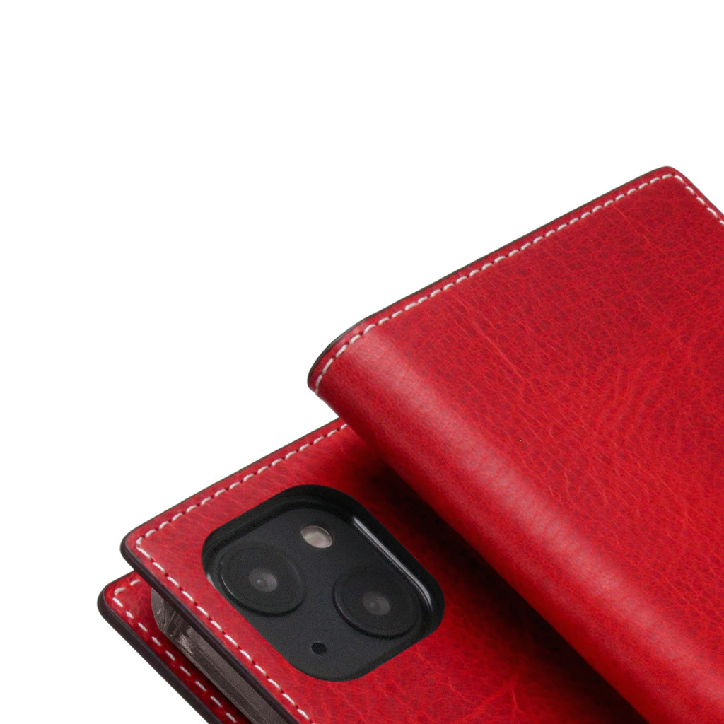 D7 Italian Wax Leather Diary Case for iPhone 13 (Red)