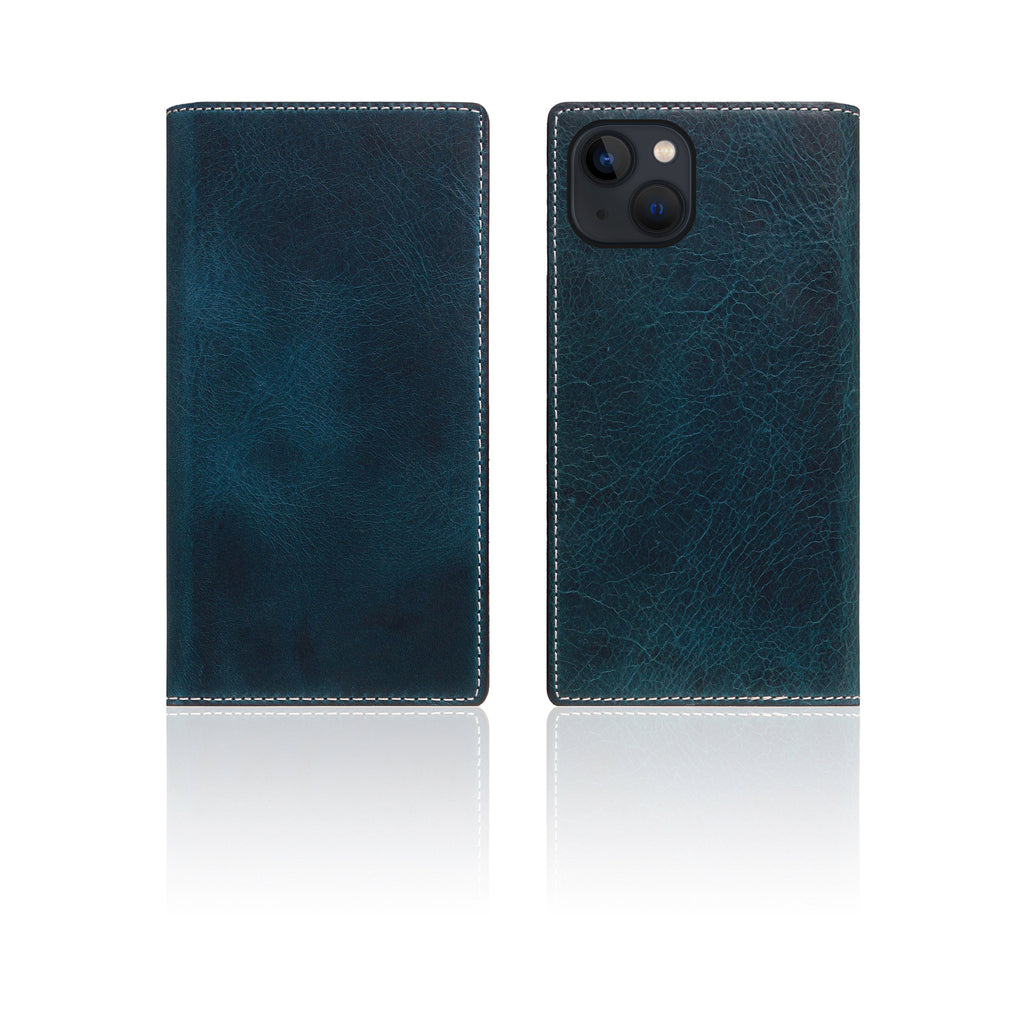 D7 Italian Wax Leather Diary Case for iPhone 14 Plus (Blue)