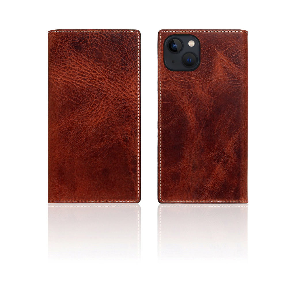 D7 Italian Wax Leather Diary Case for iPhone 14 Plus (Brown)