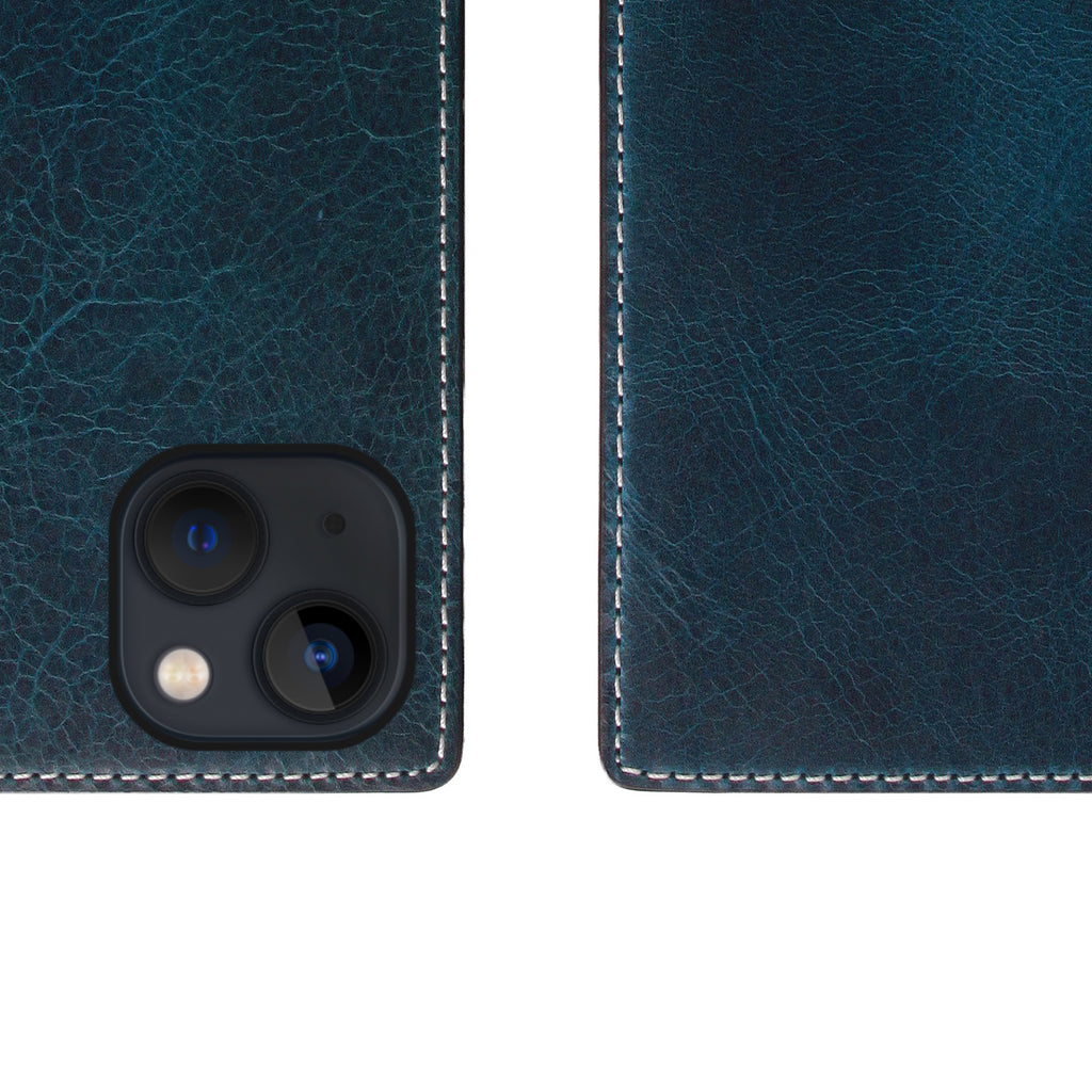 D7 Italian Wax Leather Diary Case for iPhone 14 Plus (Blue)