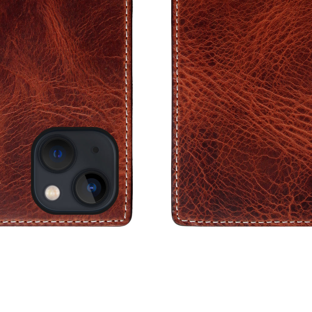 D7 Italian Wax Leather Diary Case for iPhone 14 Plus (Brown)