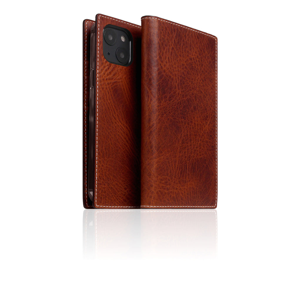D7 Italian Wax Leather Diary Case for iPhone 14 Plus (Brown)