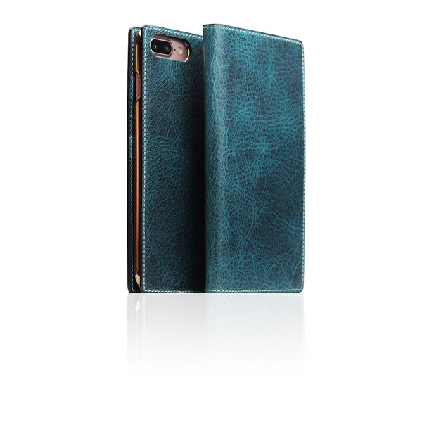 D7 Italian Wax Leather Case for iPhone 8 Plus / 7 Plus Blue