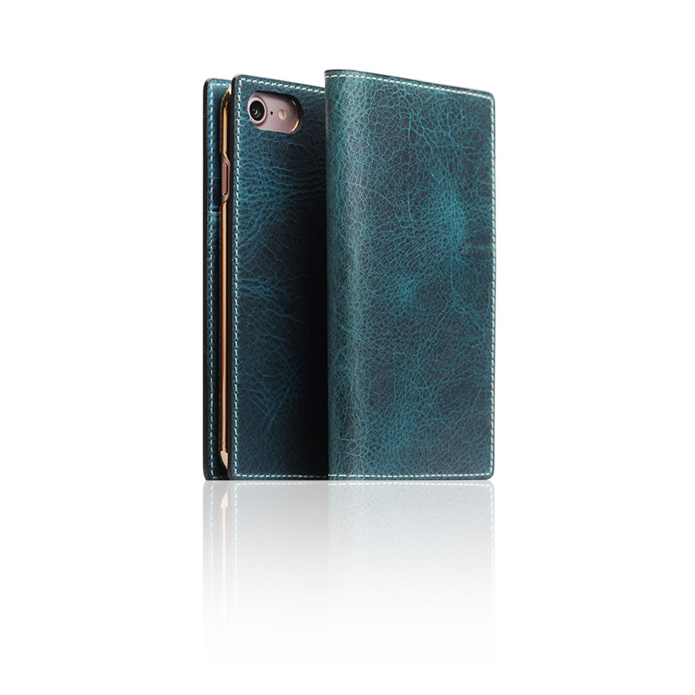 D7 Italian Wax Leather Case for iPhone 8 / 7 Blue