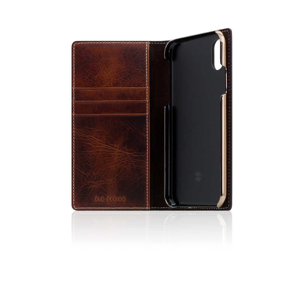 D7 Italian Wax Leather Case for iPhone X / XS Brown