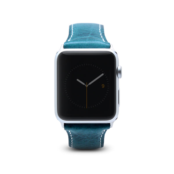 D7 Italian Wax Leather Strap for Apple Watch SE, ULTRA 2, Series 1-9 42/44/45/49mm (Blue)