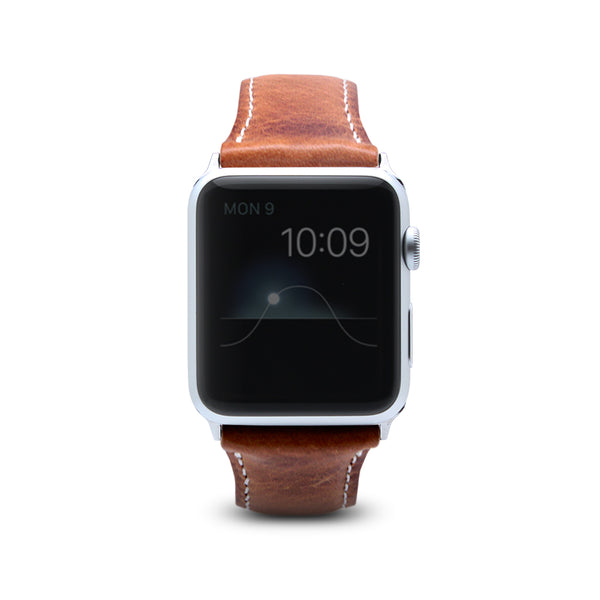 D7 Italian Wax Leather Strap for Apple Watch SE, ULTRA 2, Series 1-9 42/44/45/49mm (Brown)