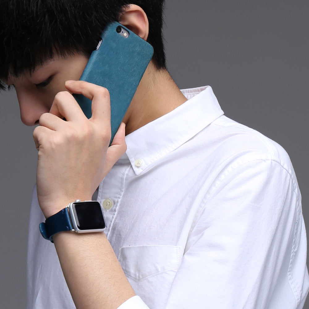 D8 Italian Pueblo Leather Back Case for iPhone 6/6s Plus Blue