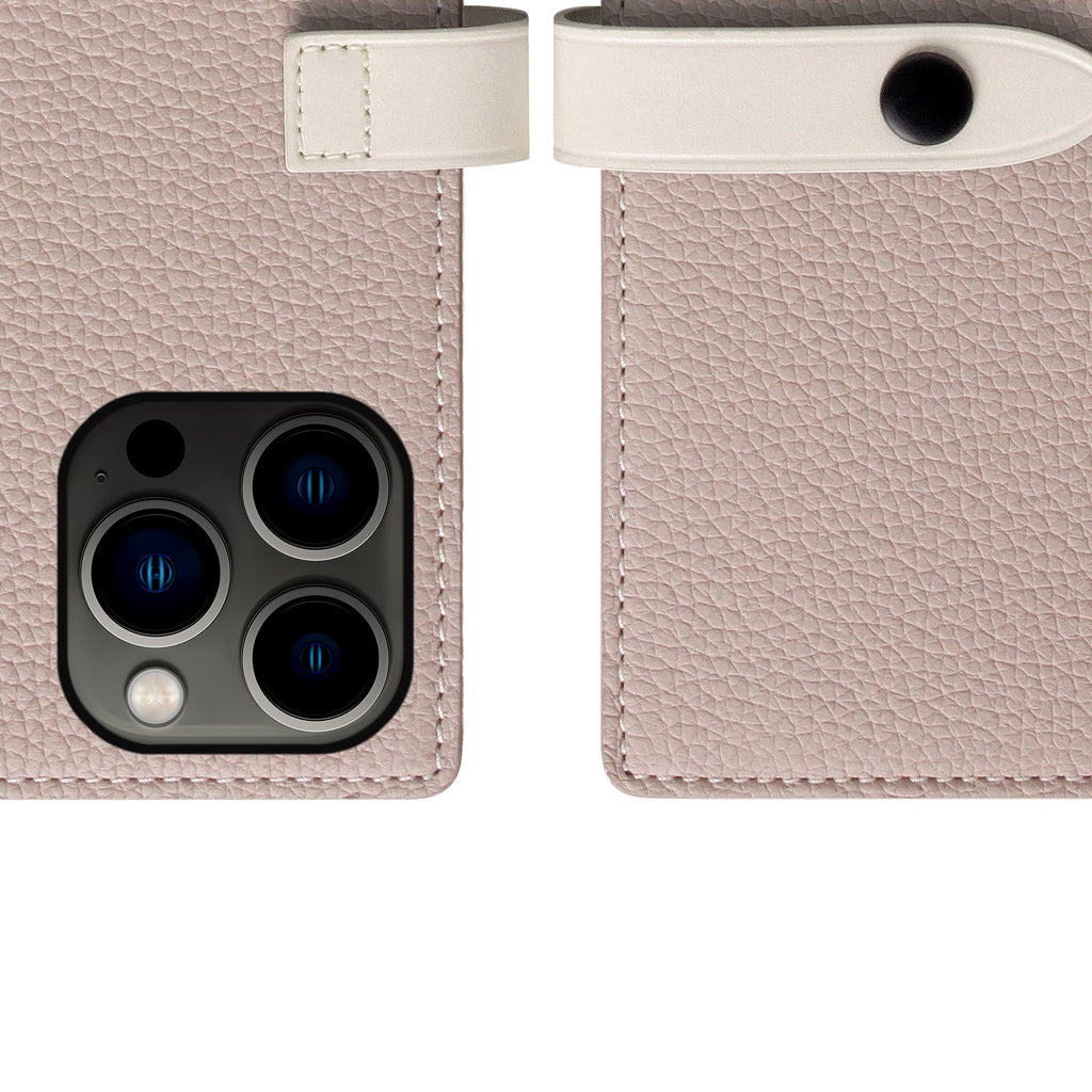 D8 Edition Full Grain Leather Diary Case for iPhone 14 Pro (Light Cream)