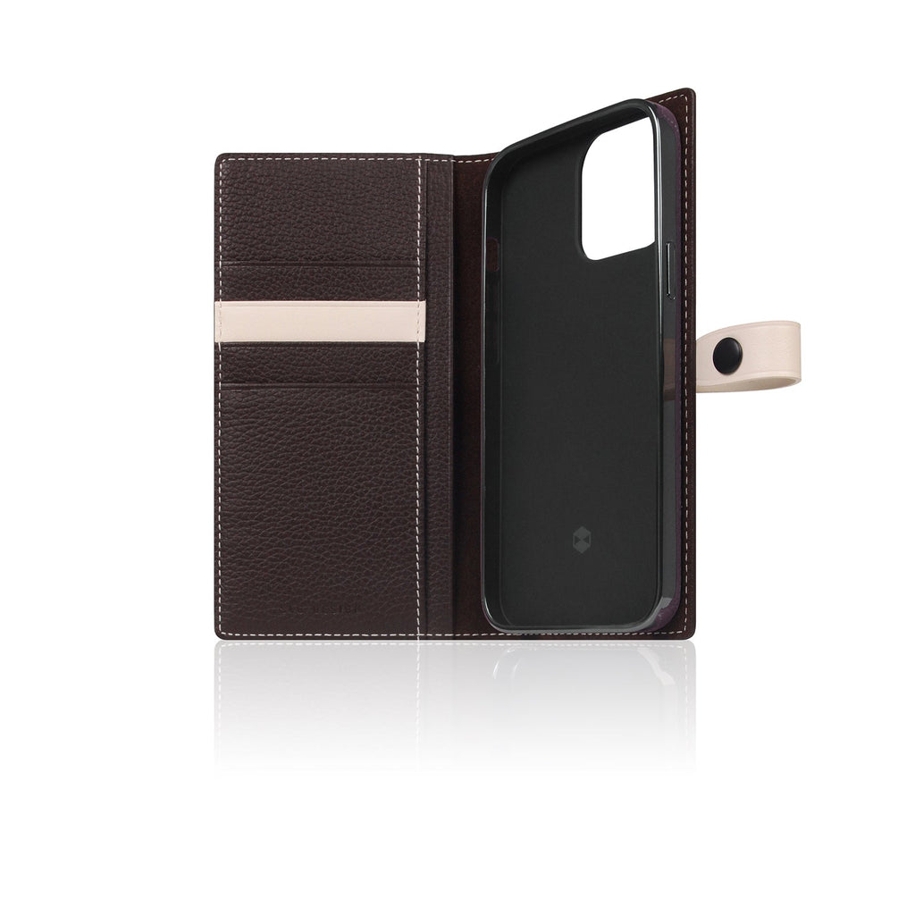 D8 Edition Full Grain Leather Diary Case for iPhone 14 Pro (Brown Cream)
