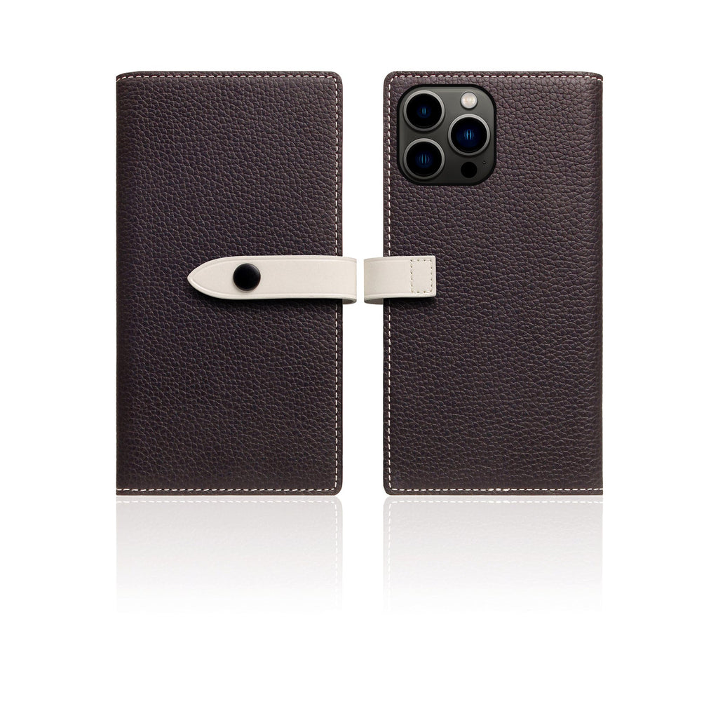 D8 Edition Full Grain Leather Diary Case for iPhone 14 Pro Max (Brown Cream)