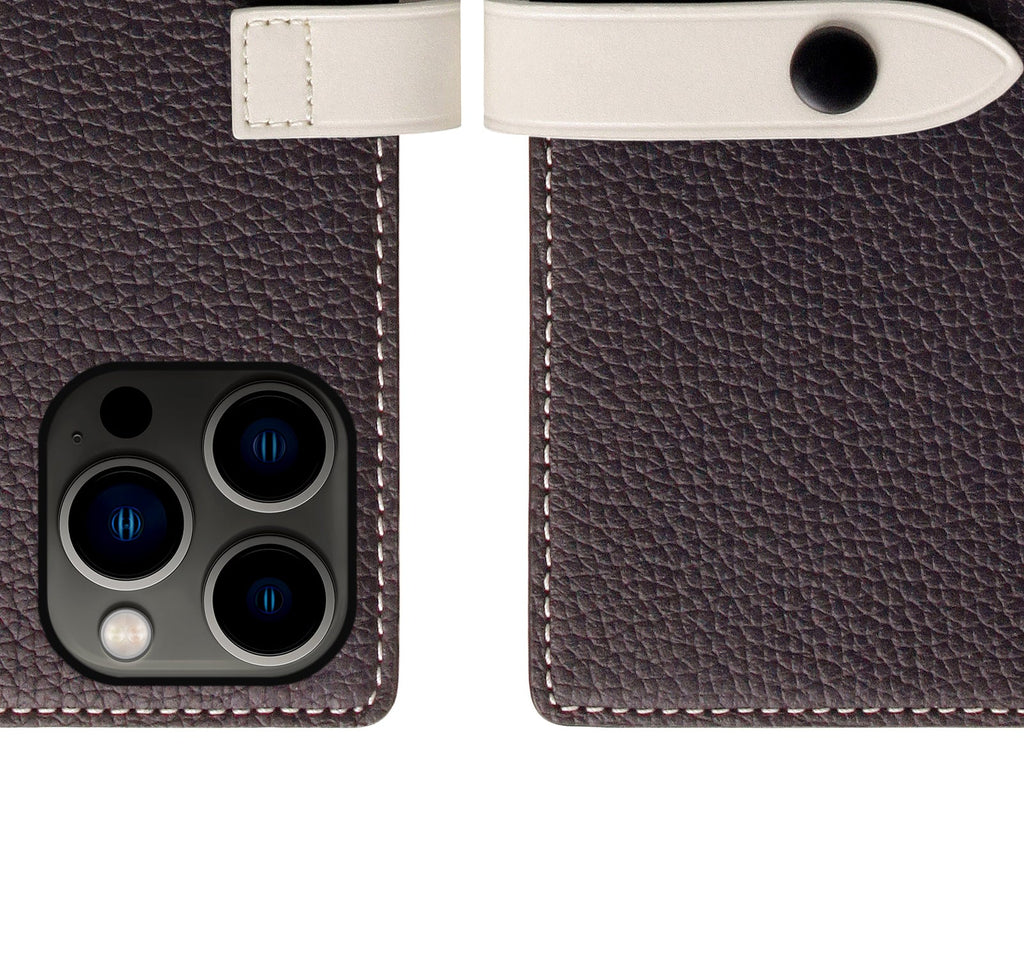 D8 Edition Full Grain Leather Diary Case for iPhone 14 Pro Max (Brown Cream)